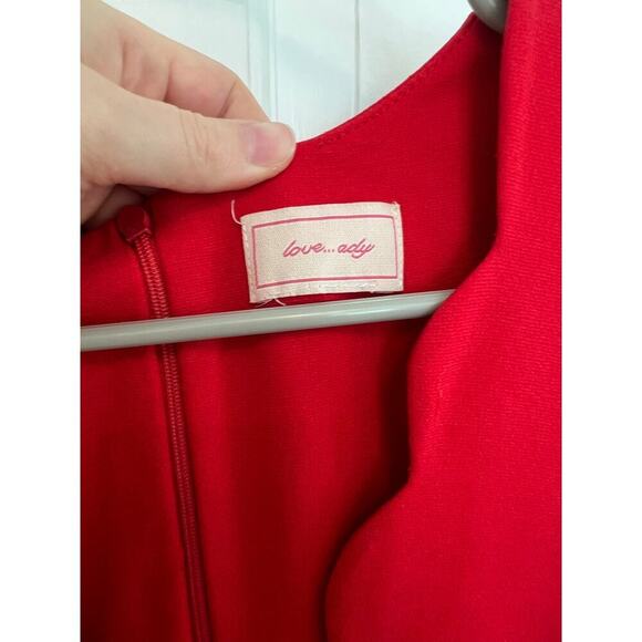 Love...Ady Nordstrom Women's XS Dress Red Scalloped V-Neck Fit & Flare Mini - Picture 4 of 11